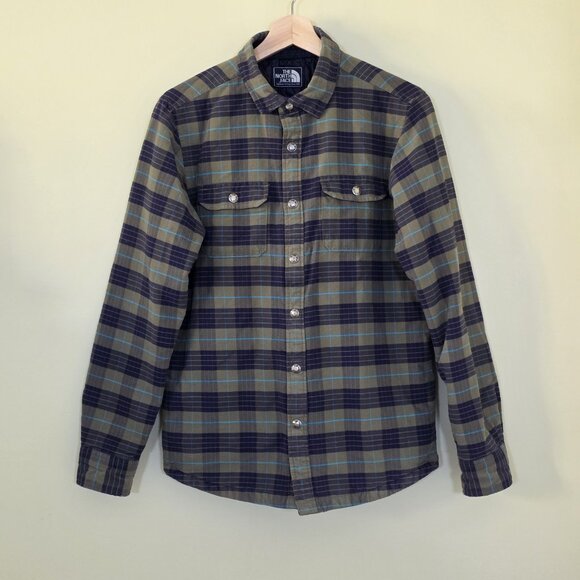 North Face Quilted Overshirt Mens S Plaid Shacket Outdoor Preppy Upcycle FLAW - Picture 1 of 16